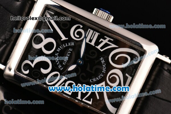 Franck Muller Long Island Asia 2813 Automatic Steel Case with White Arabic Numeral Markers and Black Dial - Click Image to Close